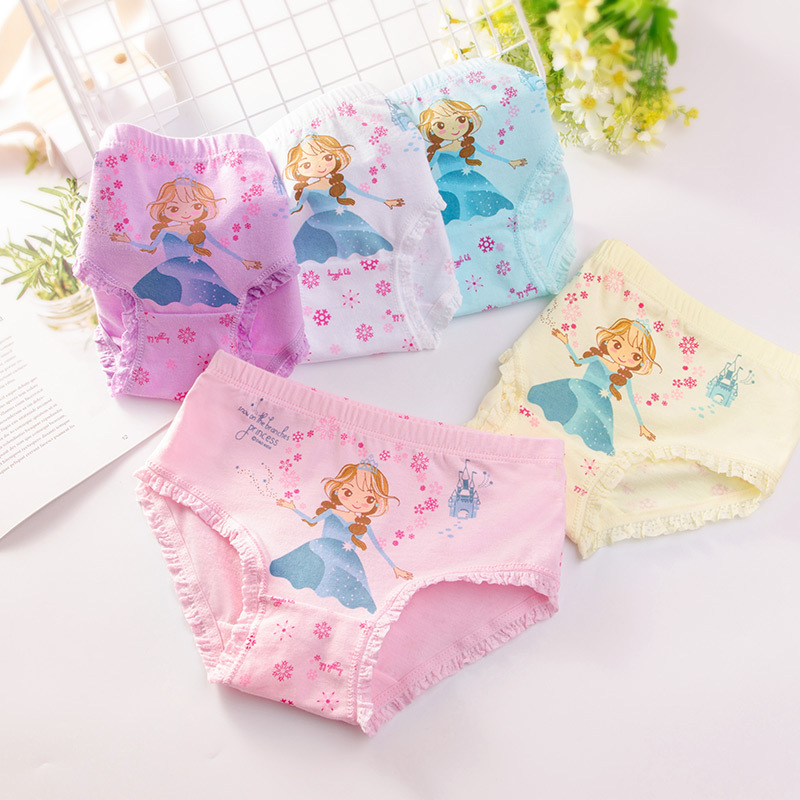 Picture of Girls' Underwear Cotton Children's Boxer Shorts Not Clipping Butt Baby's Big Children's Boxer Shorts Girls' Triangle Underpants