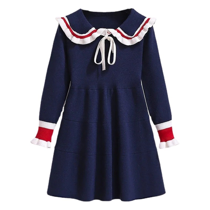 Girl's Knitted Dress Autumn and Winter New Year's Gift Dress Little Girl's Knitted Sweater Dress Children's Western Style Princess Dress