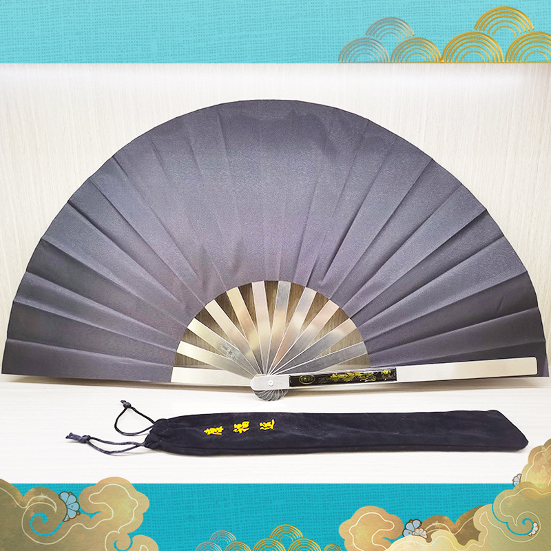 Picture of Stainless Steel Taiji Fan Kung Fu Fan Martial Arts Fan Performance Fan Shuanglong Iron Fan Martial Arts Fan Folding Fan Factory Outlet