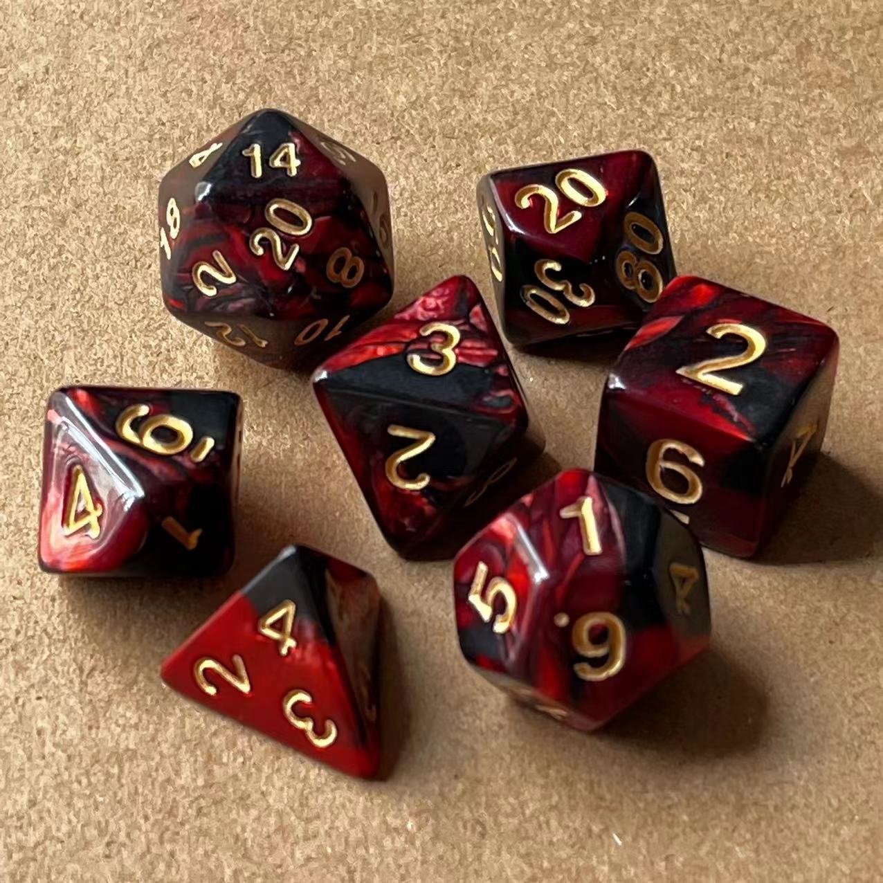 Picture of Two-Color Multi-Sided Dice 7-Piece Digital Dice Running Group Board Game Set Dnd Game Dice