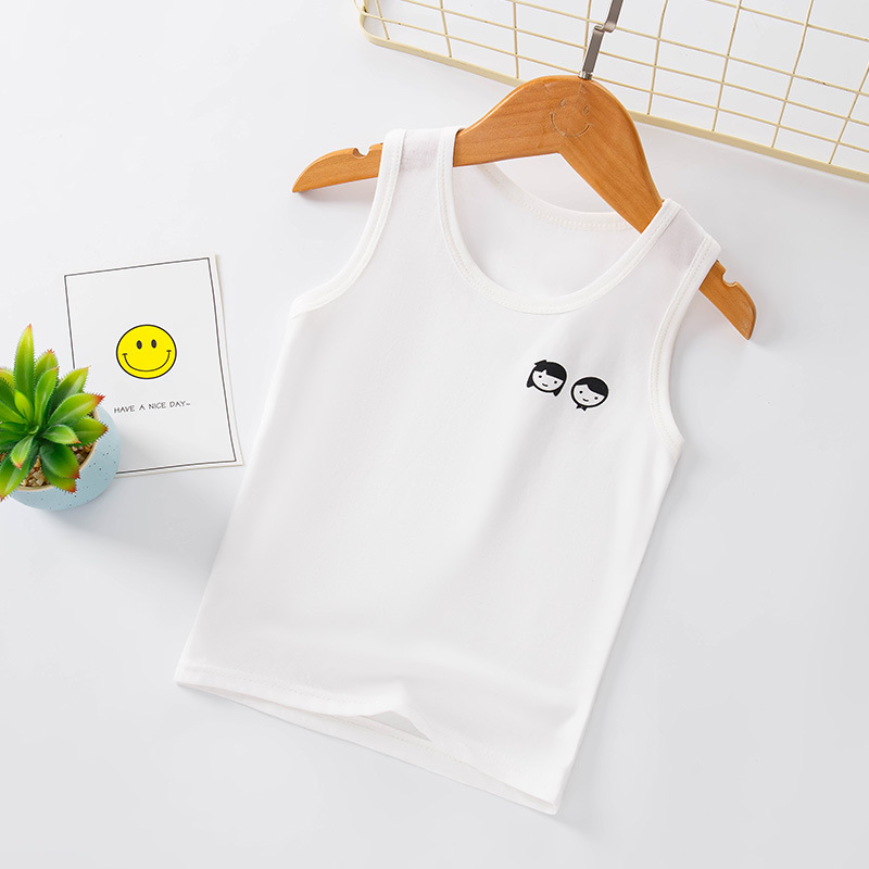 Picture of Summer Children's loose casual I-shaped round neck vest boys and girls solid color cotton vest sleeveless undershirt bottoming top