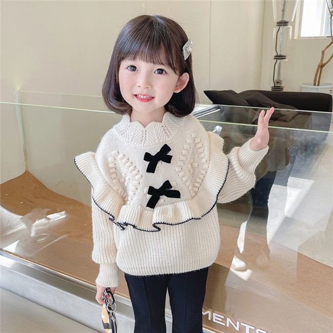 Picture of Primary and Middle School Students Western Style Casual Knitted Sweater Girls Autumn and Winter New Fashionable Sweet Princess Style Knitted Sweater