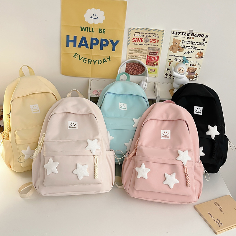 Picture of Small Fresh Stars Artistic Canvas Student Schoolbag 2024 Spring and Summer New Large Capacity Backpack for Junior and Senior High School Students