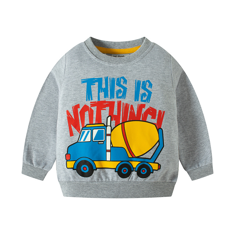 Picture of 2025 Children's New Autumn and Winter Baby Car Letter Printed Cotton Sweatshirt Boys Pullover Dropshipping