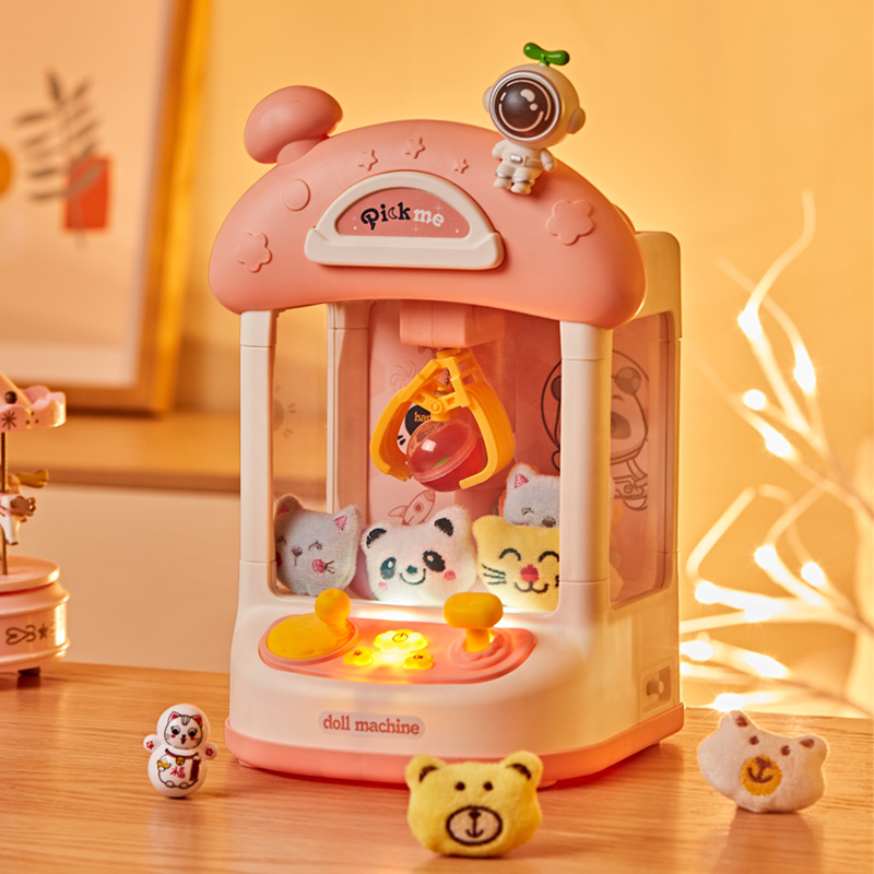 Picture of Children's mini doll machine small household electric sound and light twisted egg clip doll machine gift catch doll machine toy