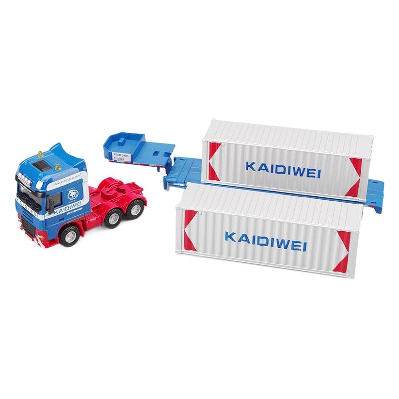 Genuine Kaidiwei 1:50 alloy heavy-duty container flat transporter model container truck toy spot wholesale