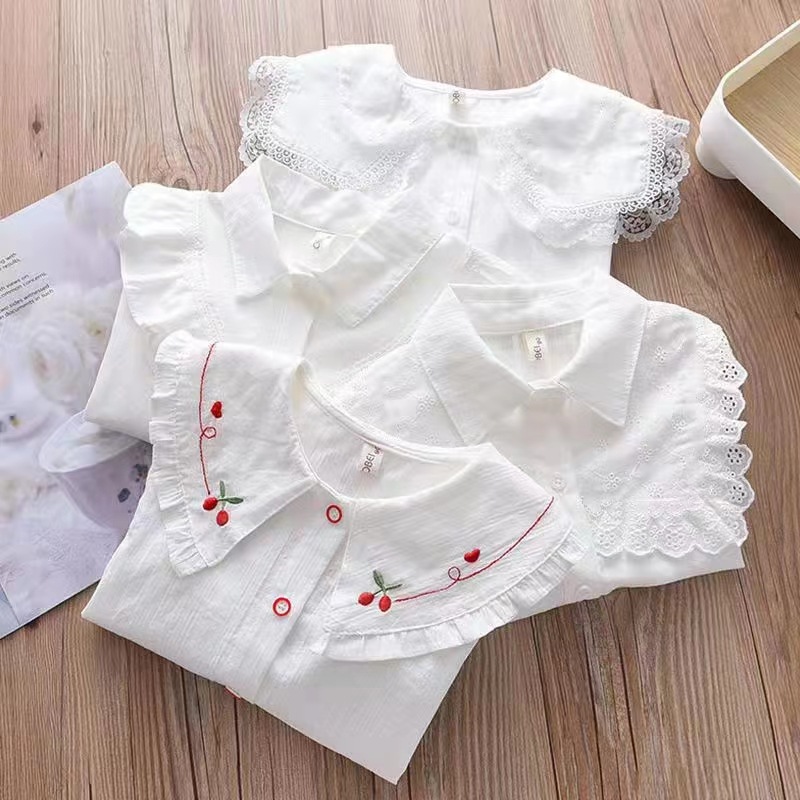 Girls' Shirts 2024 New Pure Cotton Baby Girl Thin Shirts Summer Thin Outwear Long-Sleeved Tops Foreign Trade Cross-Border