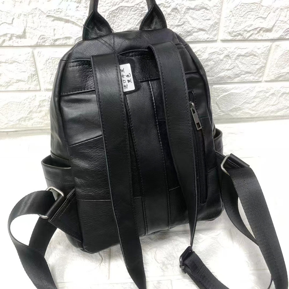Picture of In-Stock Petite Black First Layer Cowhide Korean Style Trendy Versatile Backpack Soft Leather Bag Wholesale