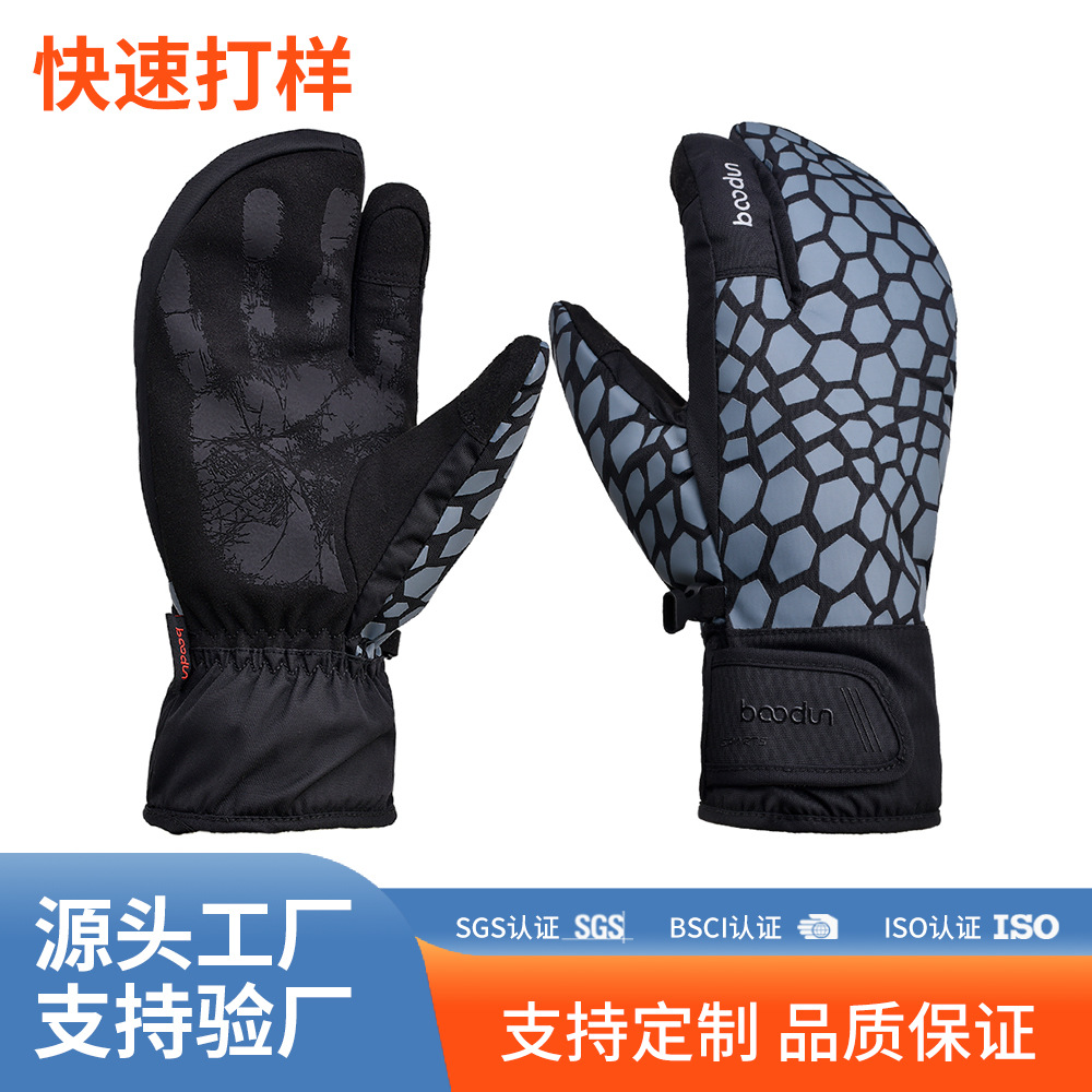 Burton Warm Men's and Women's Winter Windproof Ski Gloves Thickened and Velvet Outdoor Ski Gloves Customized