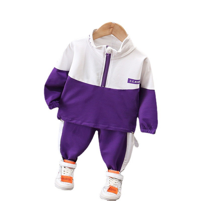 Picture of Foreign trade new autumn children's clothes suit baby long-sleeved zipper jacket coat trousers two-piece set delivery