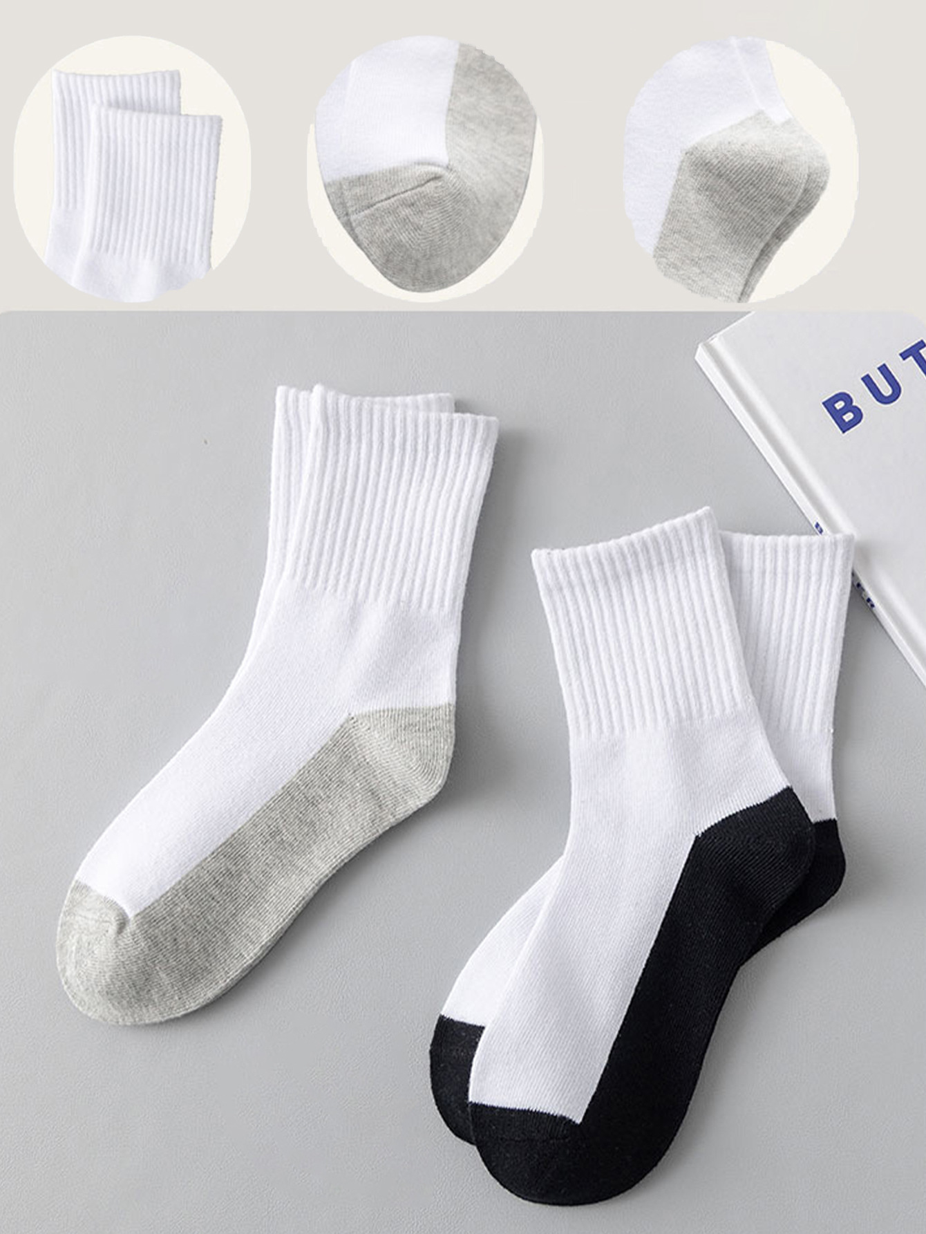 Picture of Children's white socks for boys and girls mid-barrel spring and autumn and winter sports socks for big children and primary school students mid-child dirty-resistant student socks