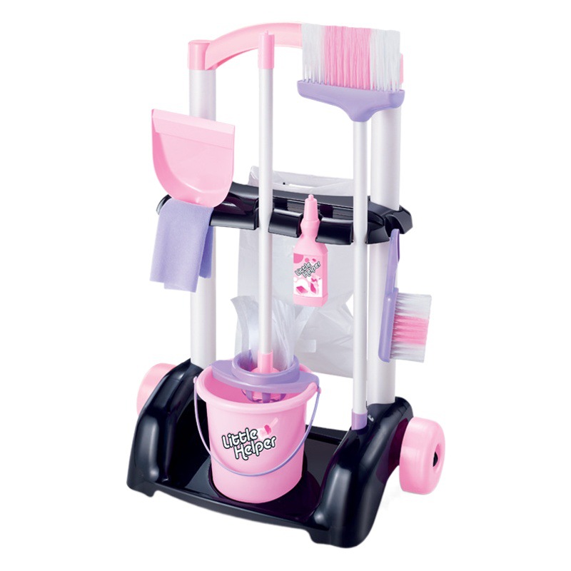 Cross-border children's sweeping toys cleaning kit tools trolley simulation play house cleaning toys factory direct supply