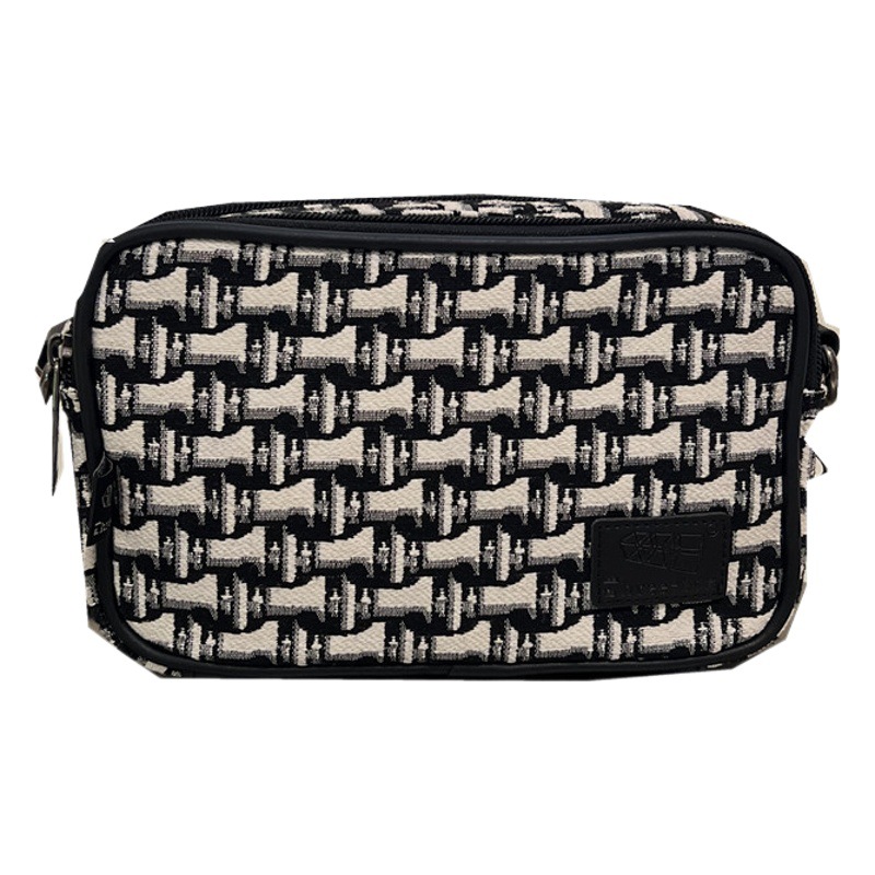 2023 fashion trendy men's houndstooth crossbody small bag Japanese South Korea men's shoulder backpack casual black and white crossbody bag