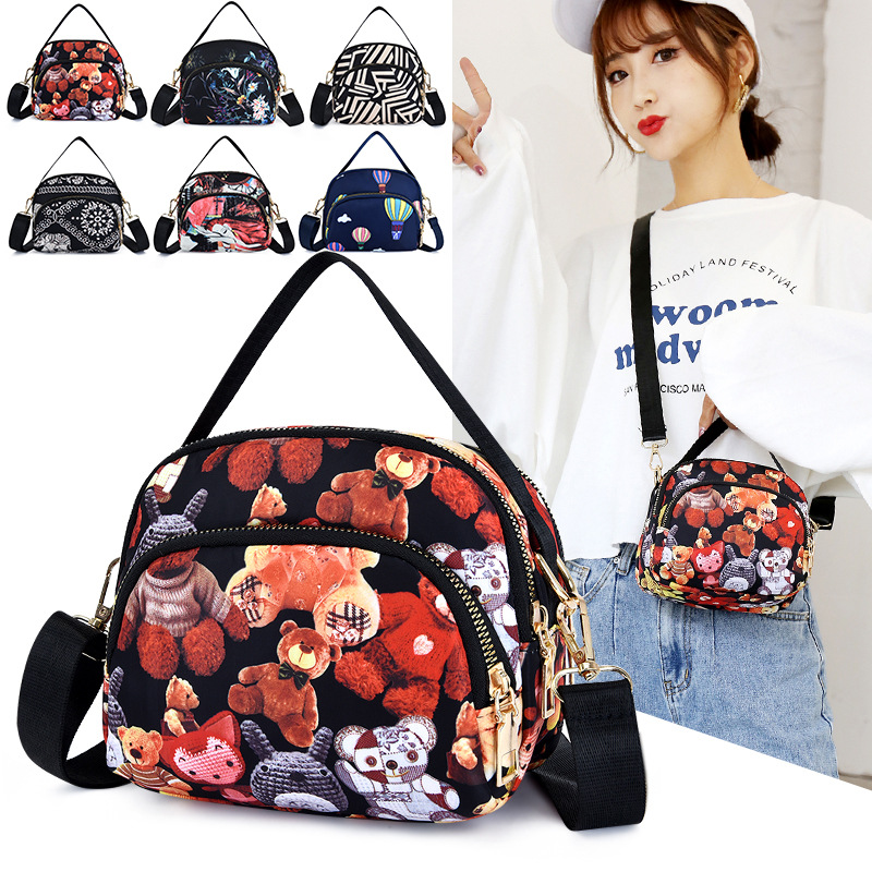 New Style Printed Shoulder Bag Fashionable Women's Shopping Handbag Lightweight Water-repellent Nylon Cloth Bag Casual Crossbody Bag