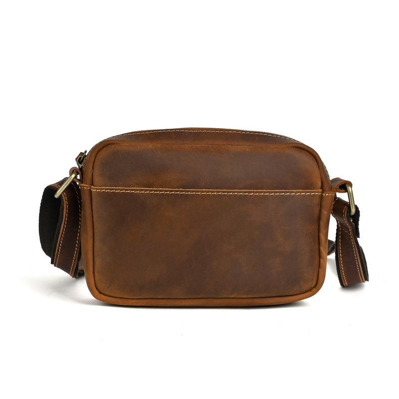 Picture of Ancient Trendy Cross Body Bag Men's Crazy Horse Leather Shoulder Bag Men's Bag Genuine Leather Vintage Crossbody Mobile Phone Small Bag Postman