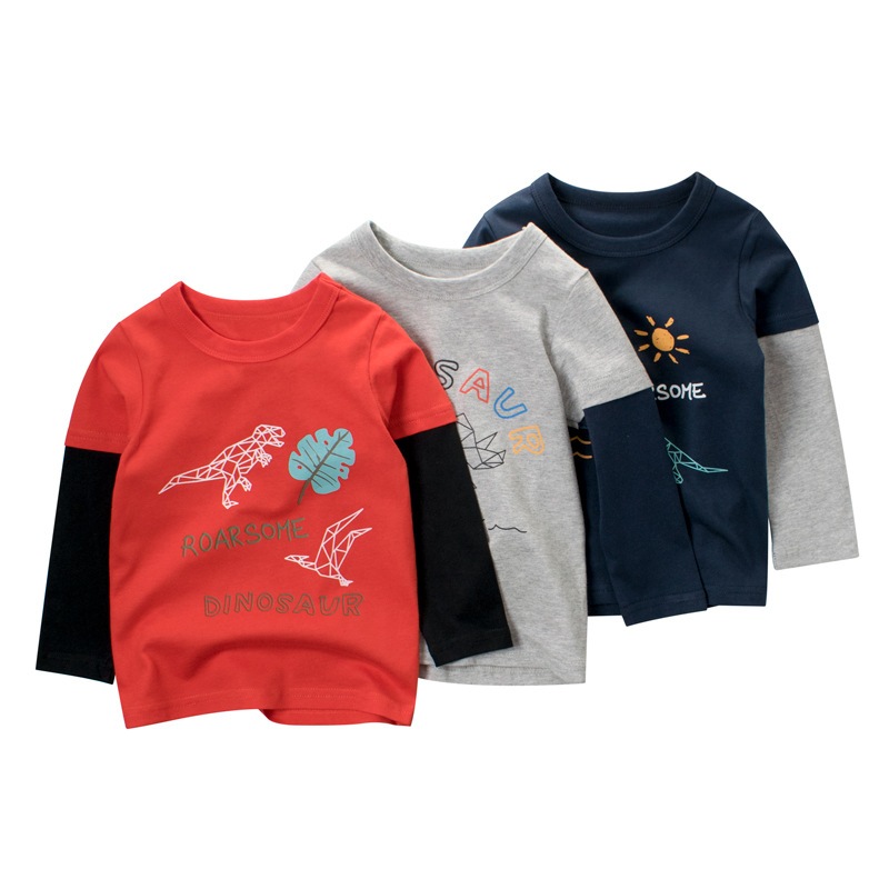 Picture of 27Kids children's clothing autumn new wholesale baby clothes children's long sleeve T-shirt boys bottoming shirt a substitute