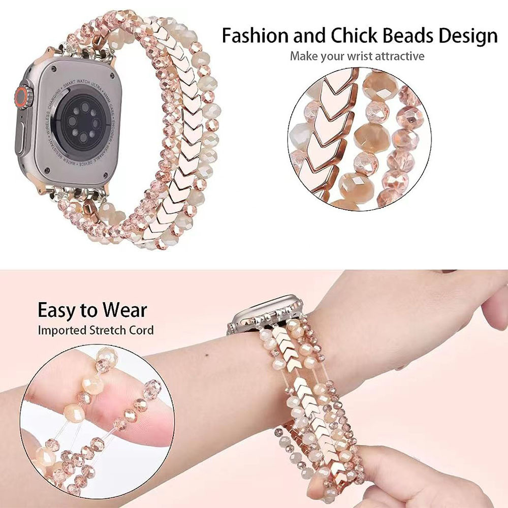 Picture of Big Sale Suitable for Apple Applewatch 38mm 42mm Watch Strap Smart Watch Strap Cross-Border Black Gallstone Elastic