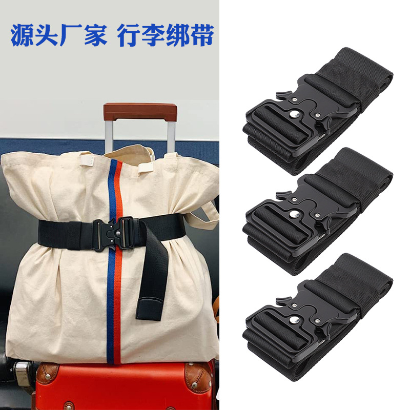 Factory direct supply one-word adjustable luggage belt password box explosion-proof binding belt Cobra buckle luggage strap
