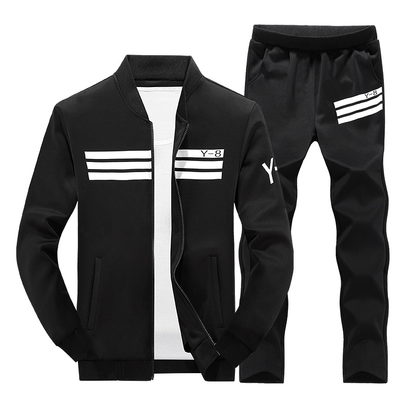 New Men's Casual Sports Sweater Suit Baseball Suit Loose Pants Two-piece Spring and Autumn Running Fitness Suit