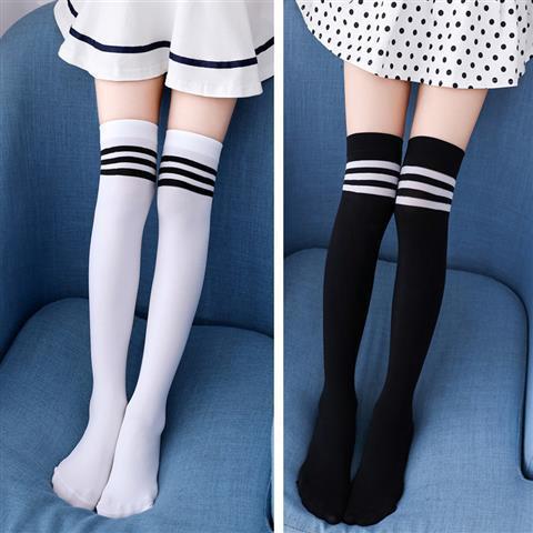 Picture of Children's mid-tube socks girls' long-tube socks over the knee spring and autumn summer thin baby High-tube socks white dance socks