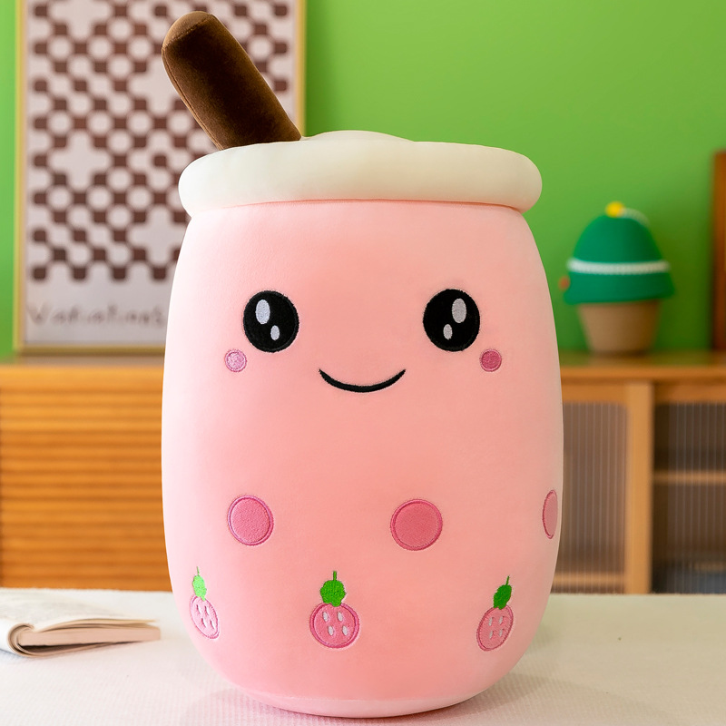 Picture of Simulation fruit milk tea cup pillow plush toy large bubble tea Doll Doll Gift cross-border foreign trade