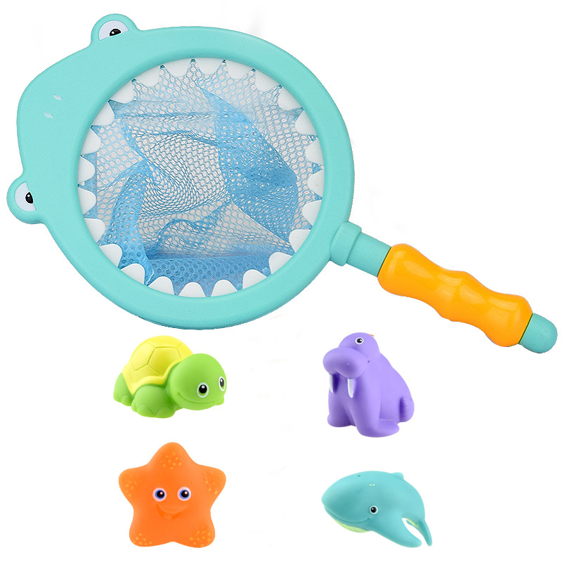 Picture of Children's water spray temperature-sensitive color-changing animal bathroom toy shark fishing Bath Pond glue playing water fishing fish toy
