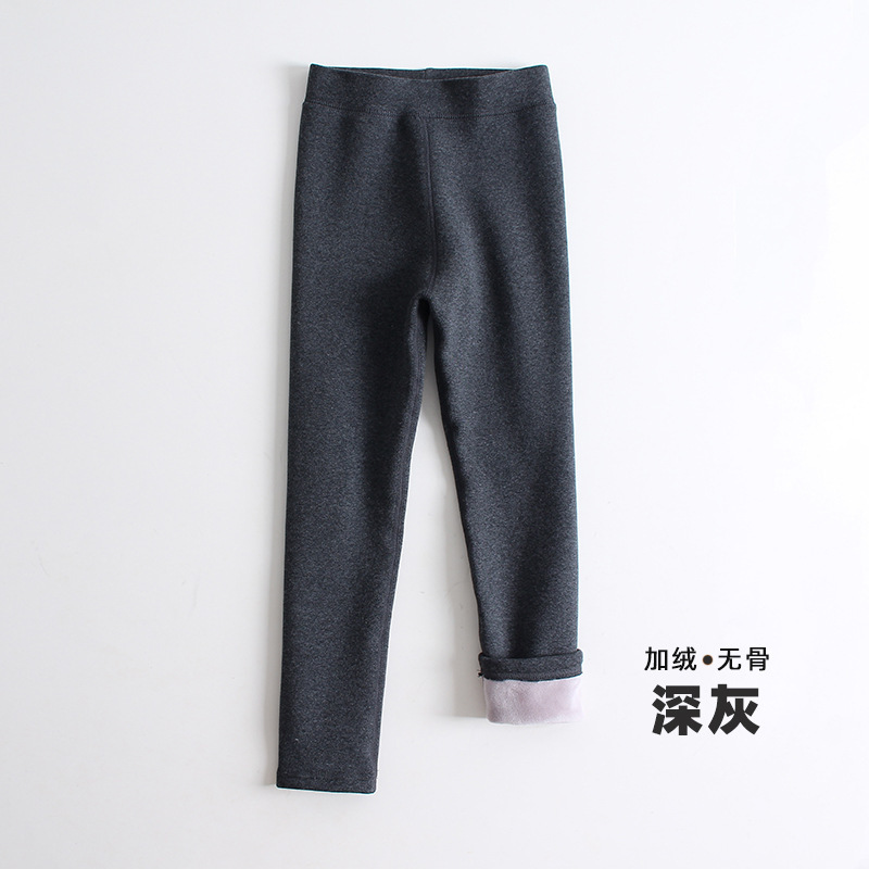 Picture of Girls' leggings fleece-lined thickened autumn and winter fleece-lined pants children's tights winter boneless solid color trousers outer wear