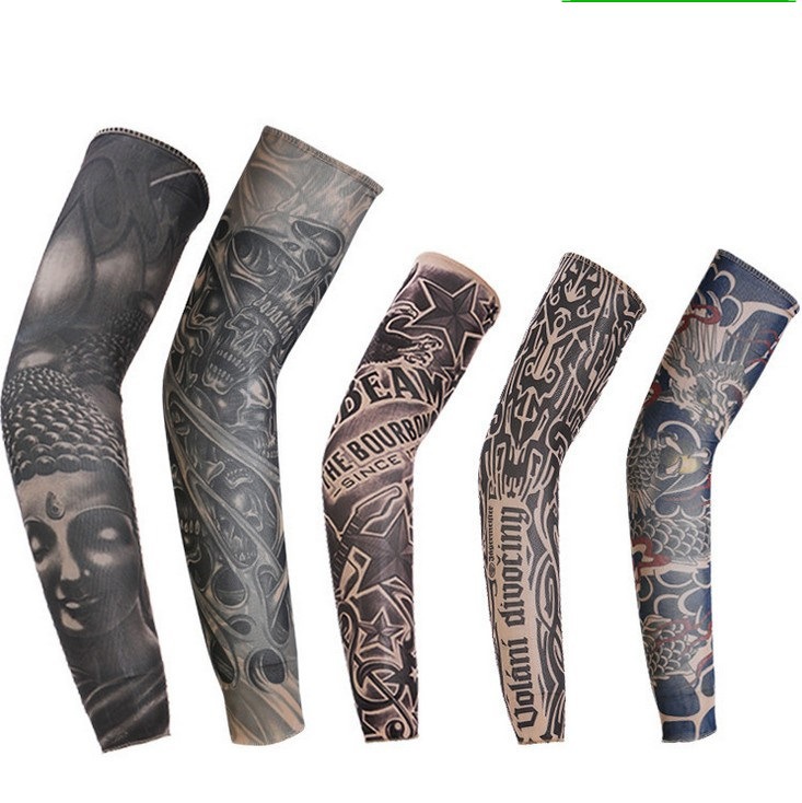 Picture of Outdoor Sleeve Tattoo Sleeve Seamless Men's and Women's Flower Arm Riding Sunscreen Sleeve Tattoo Arm Gifts