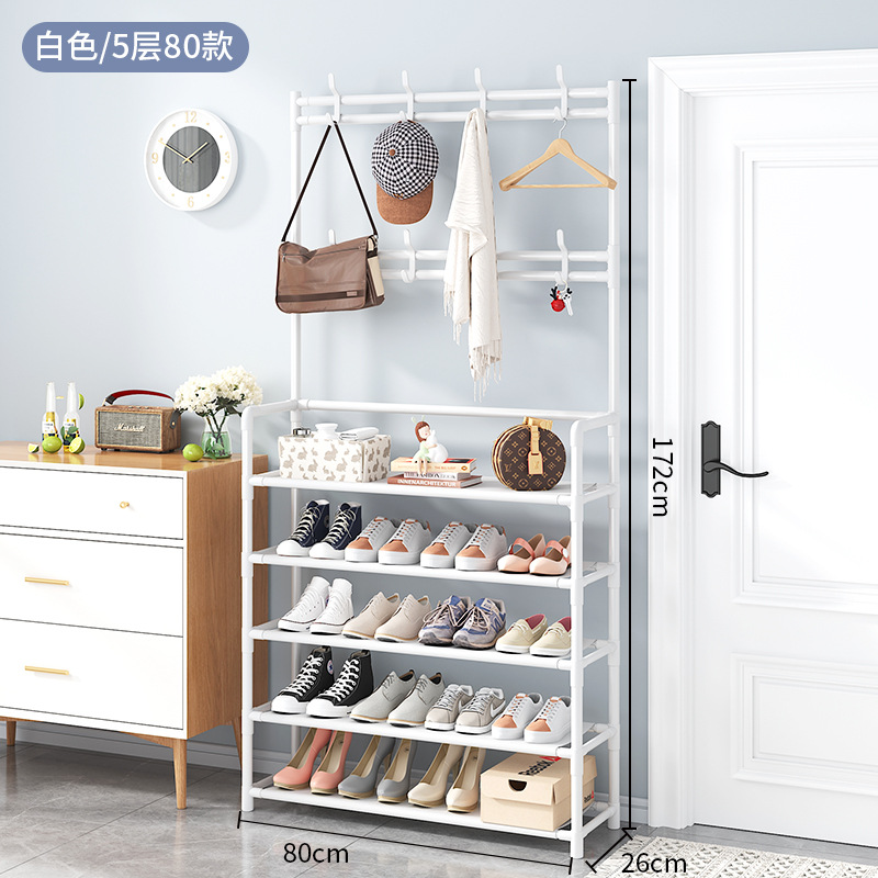 Picture of Coat Rack Bedroom Indoor Dormitory Clothes Rack Household Simple Storage Rack Simple Floor-Standing Multi-Functional Combination Shoe Rack