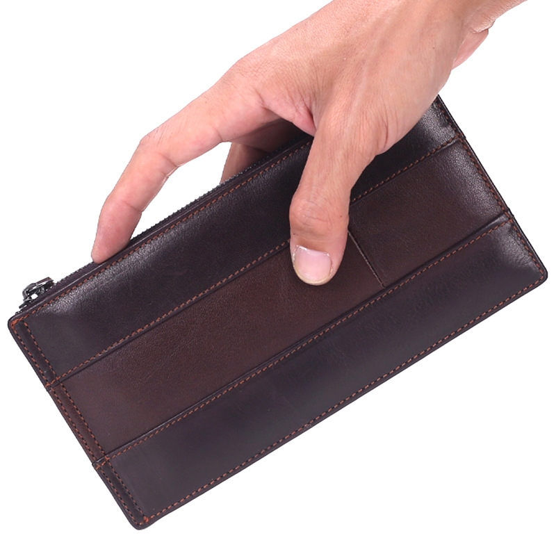 Cross-border Hot-selling Genuine Leather Multi-card Card Holder Men's Clutch Long Folding Wallet Ultra-thin Card Holder bag
