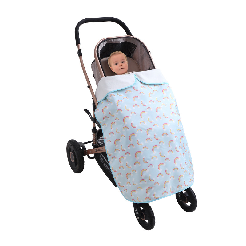 Picture of Autumn and Winter Baby Stroller Windshield Cover Blanket Strap Waist Stool Weatherproof Baby Blanket Thickened Warm Fleece