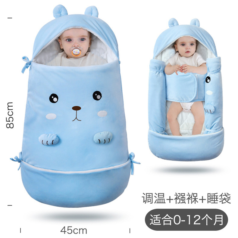 Aishimiao New Newborn Sleeping Bag Autumn and Winter Multi-functional Pure Cotton Baby Sleeping Bag Baby Happy Velvet Envelope Kick-proof Quilt