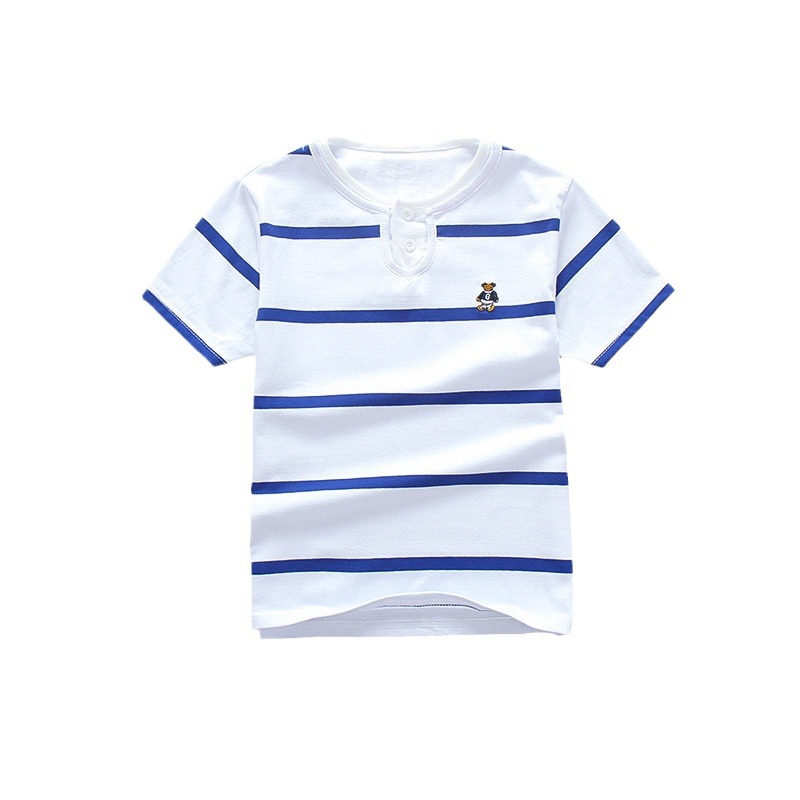 Picture of Barabbi bala children's cotton T-shirt children's summer short-sleeved shirt double collar round neck striped T-shirt