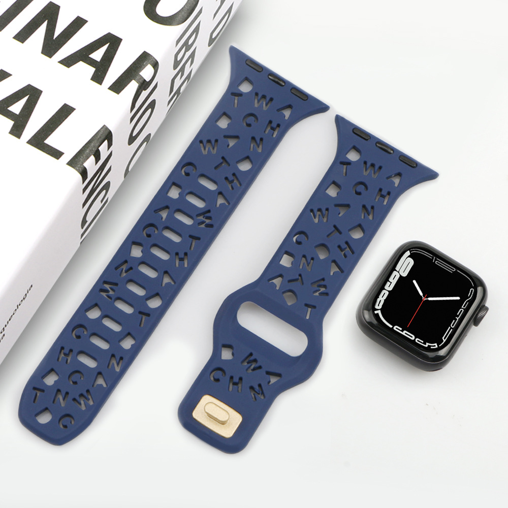 Picture of For Apple Watch iwatch87654321 Strap applewatchs9 English Hollow Solid Color Silicone Watch