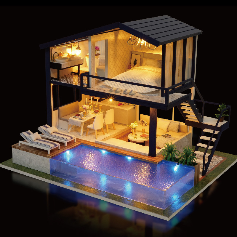 Picture of Zhiqu House diy House Time Apartment Hand-assembled Wooden Villa Model Creative Doll House Birthday Gift