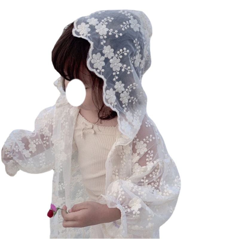 Girls Breathable Anti-Uv Clothes 2024 Summer Baby Lace Cardigan Jacket Girls Beach Wear Air Conditioning Shirt
