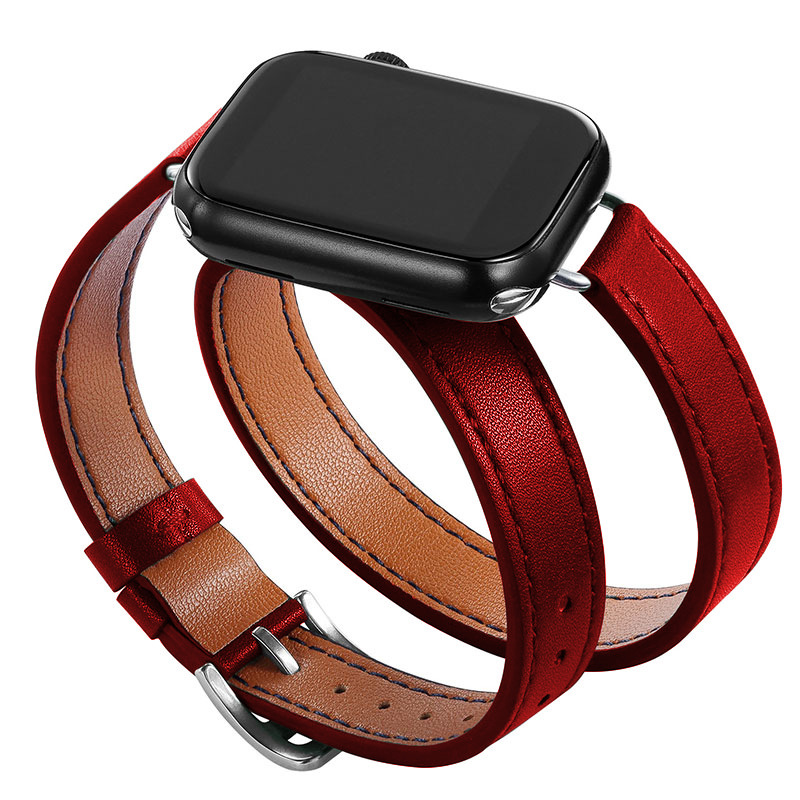 Picture of Suitable for Apple Watch Band Apple watch9/8/7/6/4 Slim-Fit Double-Circle Slim Waist Apple Leather Watch Band