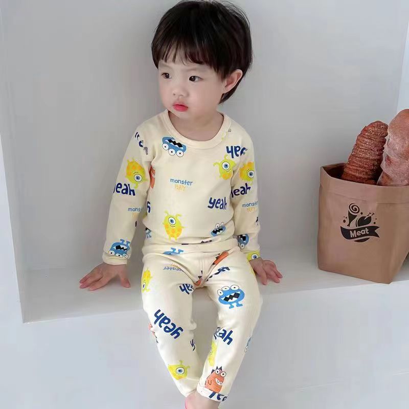Picture of German velvet sanding small monster base suit home clothes children's autumn clothes long trousers suit boys and girls pajamas