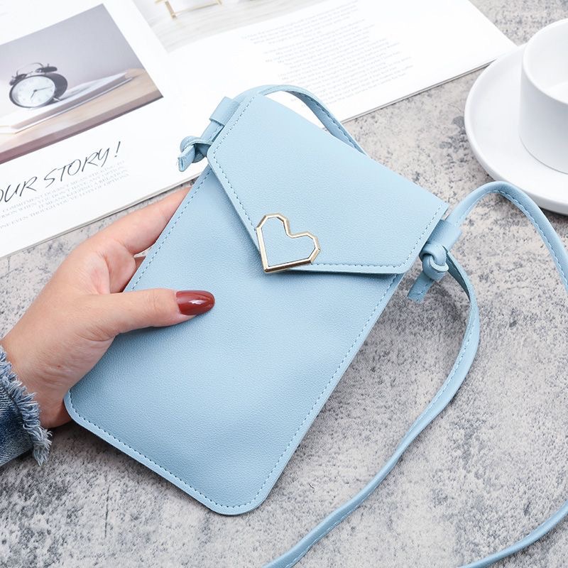 Picture of 2023 New Student Mini Crossbody Women's Bag Women's Heart-Shaped Decorative Transparent Touch Screen Casual Retro Mobile Phone Bag