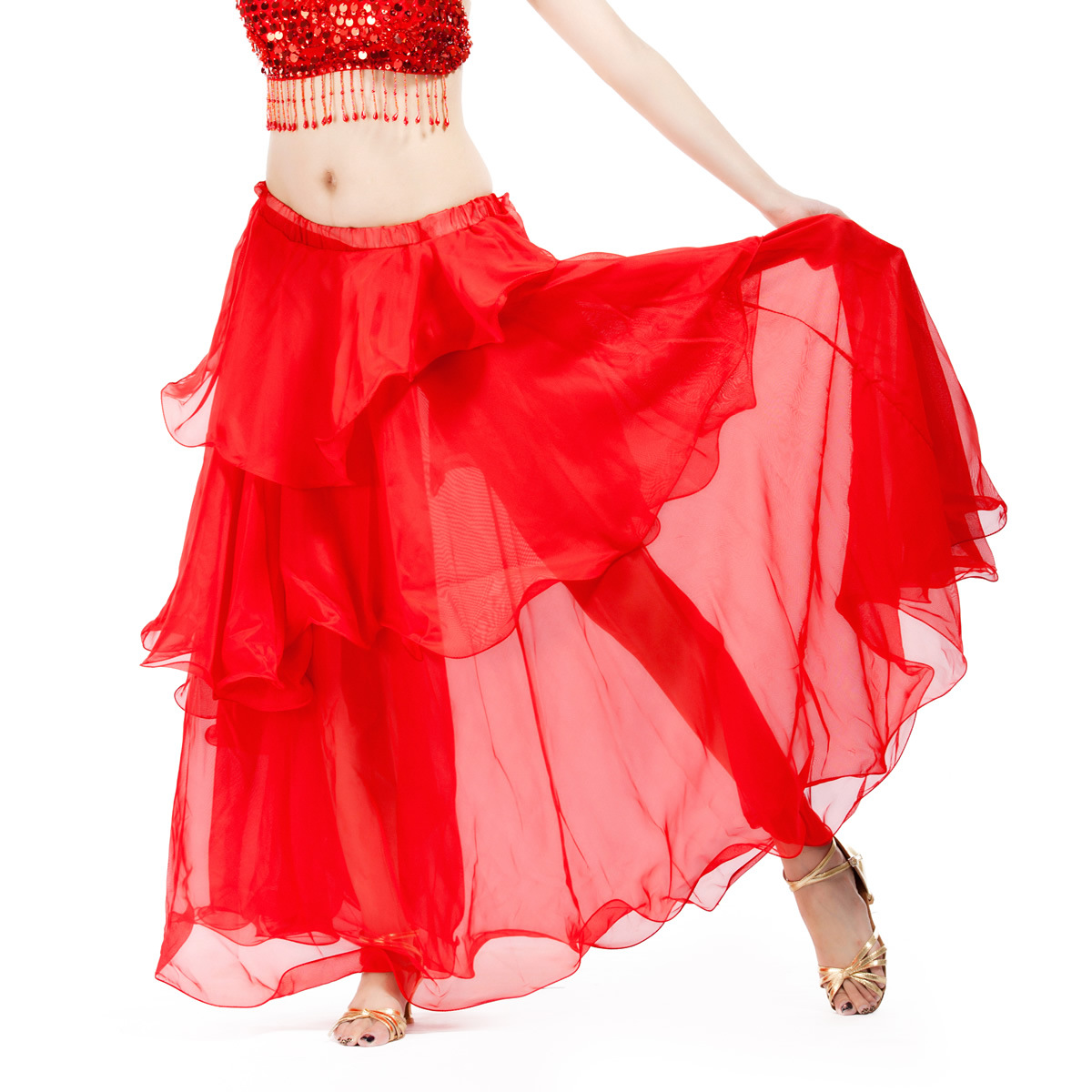 Picture of Dancer spiral skirt chiffon cake skirt belly dance light elegant skirt source factory primary source