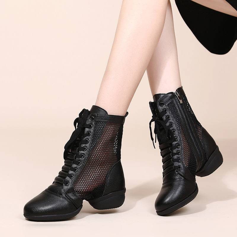 Factory Direct summer new sailor dance shoes women's square dance shoes soft bottom dance boots breathable hollow mesh boots