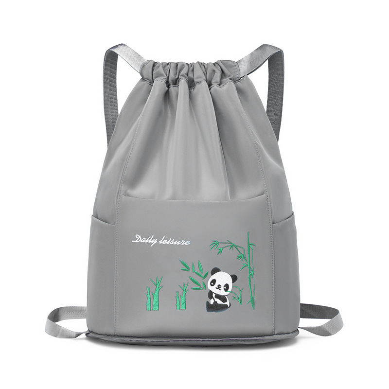 Picture of Drawstring Girdle Portable Foldable Large Capacity Embroidery Bag Backpack Dry and Wet Separate Bag Portable Shopping Bag