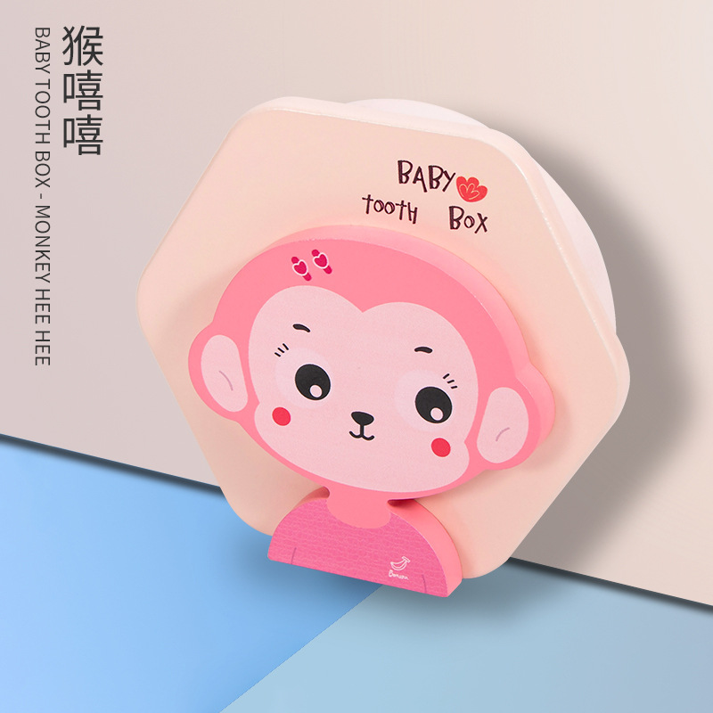 Picture of Wooden Children's Deciduous Teeth Box 1-3-5 Years Old and a Half Baby's Fairy Hair Deciduous Teeth Storage Box One Year Old Memorial Umbilical Cord Collection Box