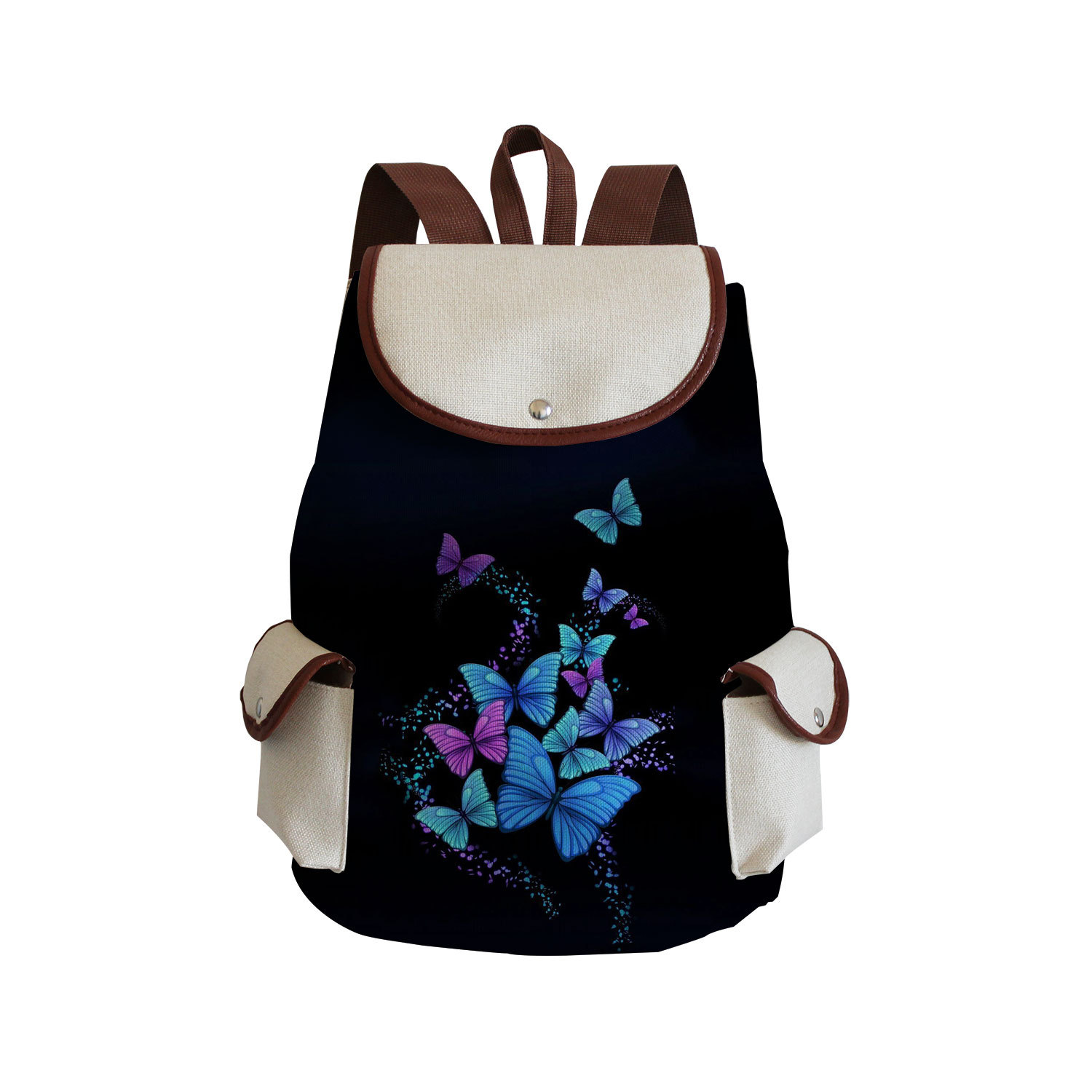 Picture of Cross-border Style Butterfly Printed Backpack ins Style Large Capacity Women's Multifunctional Backpack Portable Student Schoolbag