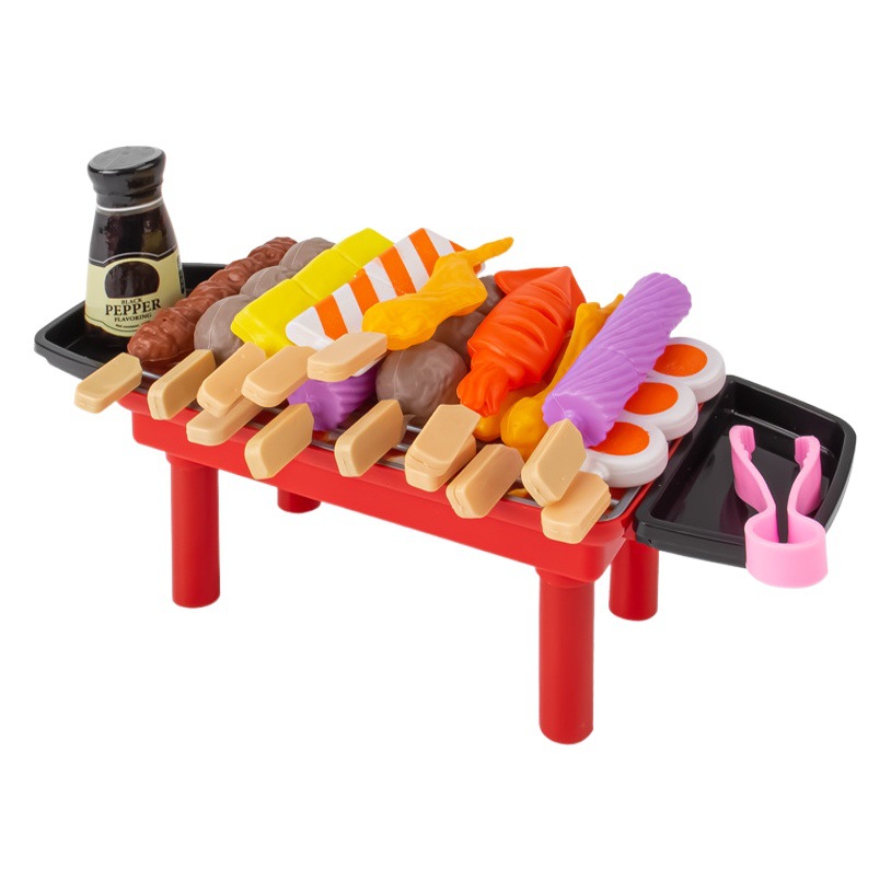 Online red girl toy play house children's simulation fast food barbecue kitchen 3 years old 4 years old 5 years old 6 years old 7 years old