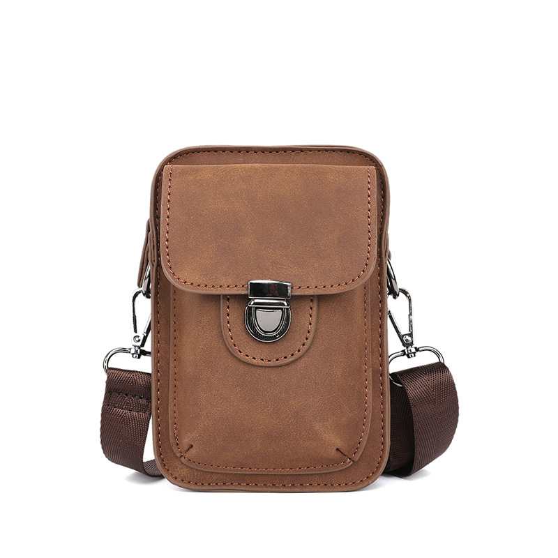 Picture of New Mobile Phone Bag Korean Style Men's Leather Shoulder Bag Outdoor Casual Mini Waist Bag Crazy Horse Leather Cigarette Bag