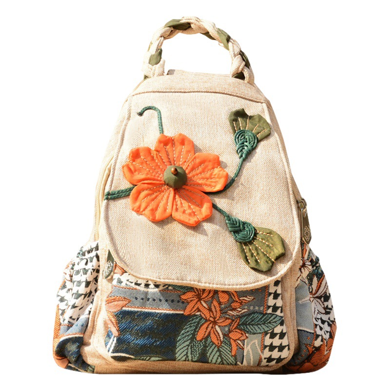 Ethnic style backpack casual backpack cloth bag one-piece delivery backpack wholesale special scenic spot bag cloth bag for women