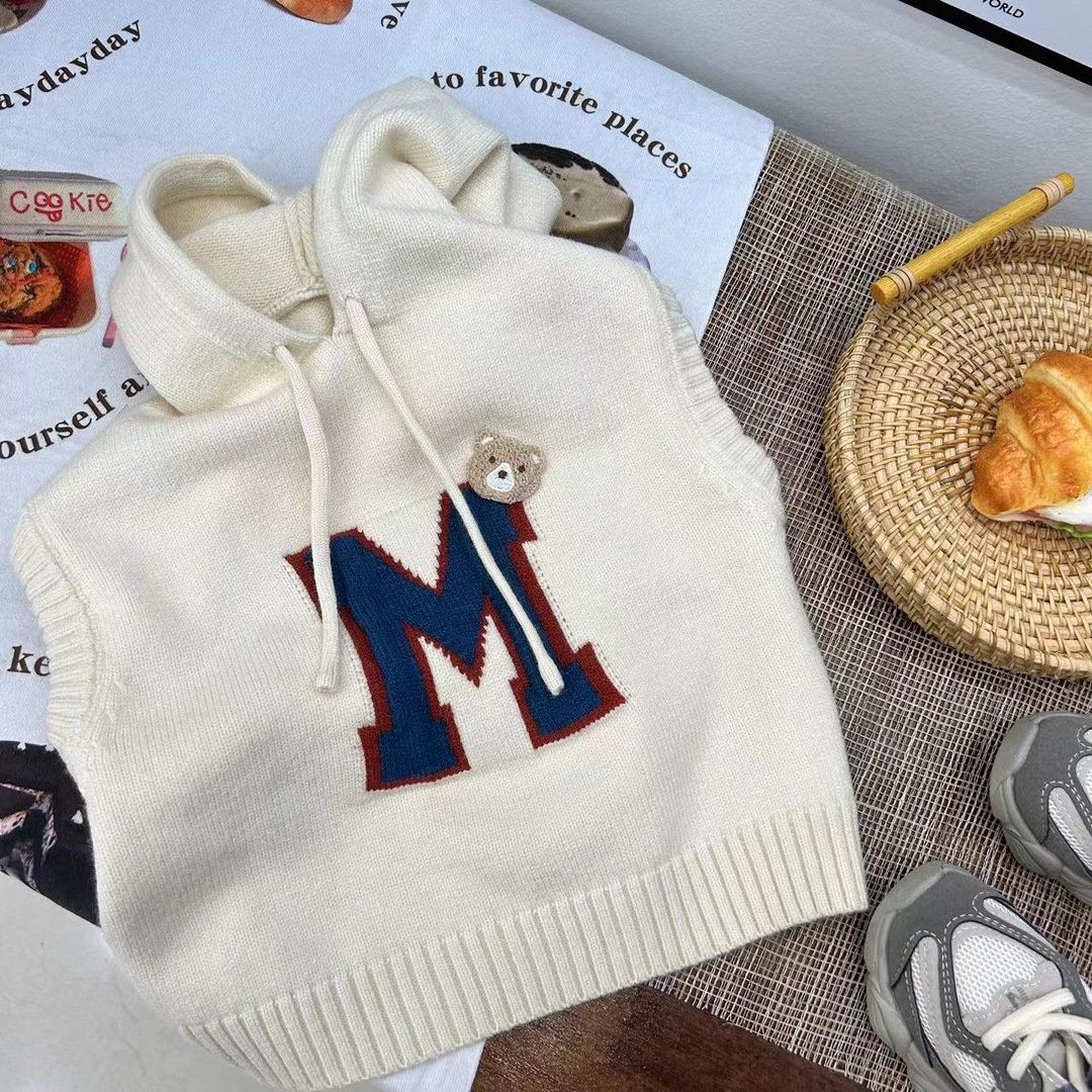 Picture of Boys and Girls Knitted Vest Hoodie Spring, Autumn and Winter Children's Pullover Sweater Vest Wearing Baby's Wool Waistcoat