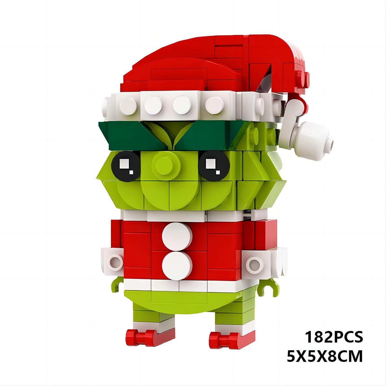 Picture of MOC compatible with Lego building blocks suit green fur monster Grinch square head diy assembled toys educational gift ornaments