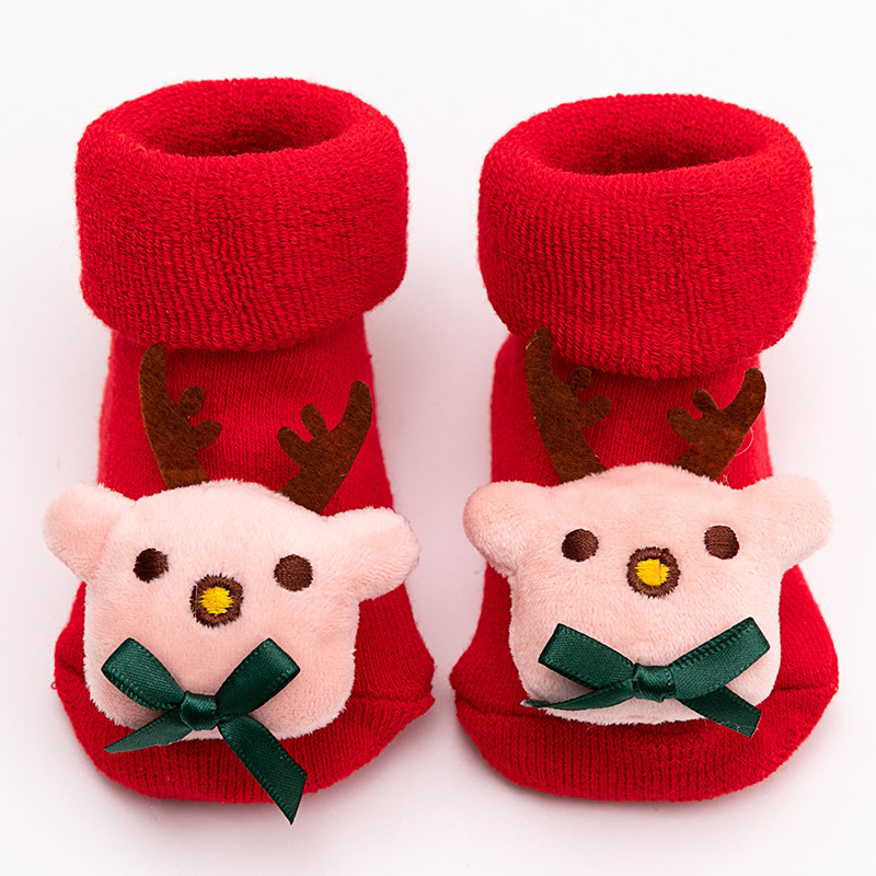 Picture of Newborn baby baby terry socks autumn and winter thick non-slip Christmas socks toddler red floor socks wholesale